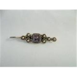 Vintage Silver tone & amethyst scarf clip