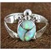 Image 1 : Zuni Opal Inlay Turtle Ring size 6  made by Derrick Waikaniwa  Sterling Silver