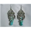 Image 1 : LEAFY BLUE TURQUOISE DANGLING EARRINGS STONE BLUE TURQU