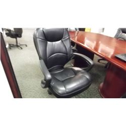 BLACK LEATHER EURO STYLE MID BACK TILTER CHAIR