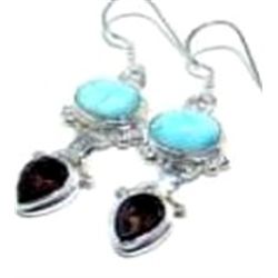 Larimar & Smokey Quartz Earrings