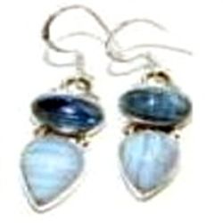 Blue Lace Agate & Kyanite Earrings