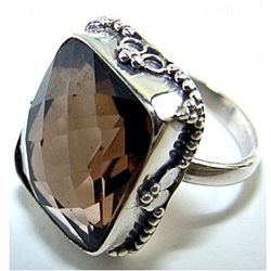 Silver and Smokey Quartz Ring