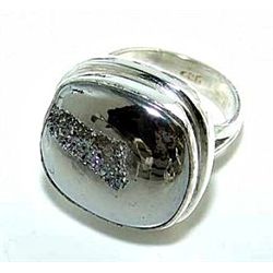 Silver and Coated Drusy Ring