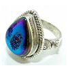 Image 1 : Silver and Coated Drusy Ring
