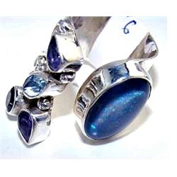 Silver and Fire Opal & Mixed Stones Ring