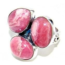 Silver and Rhodochrosite Ring