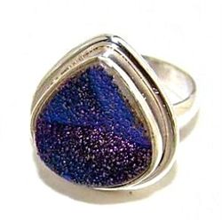 Silver and Titanium Drusy Ring