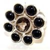 Image 1 : Silver and Onyx & Smokey Quartz Ring