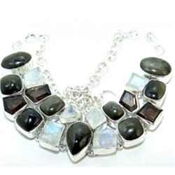 Onyx & Rainbow Moonstone Necklace