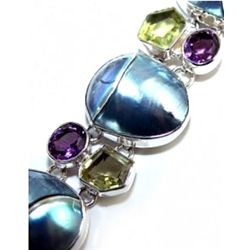 Nautilus Shell, Lemon Quartz & Amethyst Bracelet