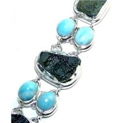 Moladavite & Larimar Bracelet