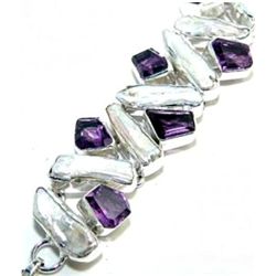 Biwa Pearl & Amethyst Bracelet