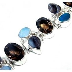 Agate, Smoey Quartz & Fire Opal Bracelet