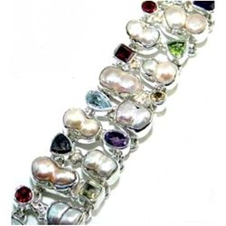 Blister Pearl & Mixed Stones Bracelet