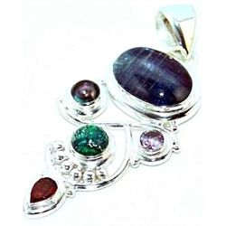 Kyanite, Amethyst, Garnet & Opal Pendant