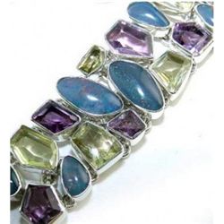 Fire Opal, Lemon Quartz and Amethyst Bracelet