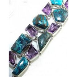 Azurite and Amethyst Bracelet