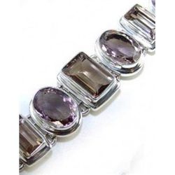 Smokey Quartz and Pink Amethyst Bracelet