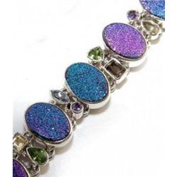 Mixed Stones and Titanium Drusy Bracelet