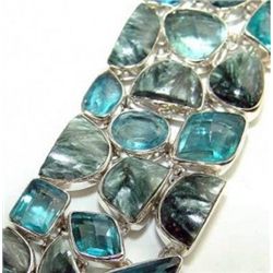 Seraphinite and Blue Quartz Bracelet