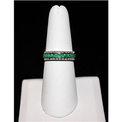 14K GOLD DIAMOND AND EMERALD RING