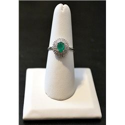 14K GOLD DIAMOND AND EMERALD RING