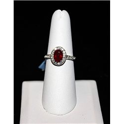 SILVER RING WITH WHITE SAPPHIRE AND RUBY