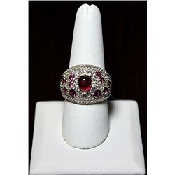 TOURMALINE AND WHITE SAPPHIRE  SILVER RING