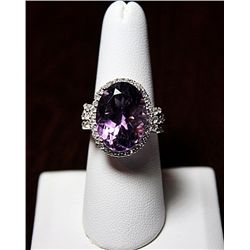 AMETHYST AND WHITE SAPPHIRE SILVER RING