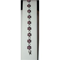 SILVER BRACELET WITH WHITE SAPPHIRES AND TOURMALINE