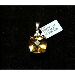 SILVER PENDENT WITH CITRINE AND WHITE SAPPHIRE