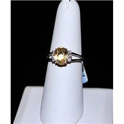 CITRINE AND WHITE SAPPHIRE SILVER RING