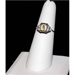 CITRINE AND WHITE SAPPHIRE SILVER RING