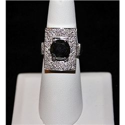 14K GOLD BLACK AND WHITE DIAMOND RING