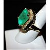 Image 3 : 14K GOLD DIAMOND AND EMERALD RING