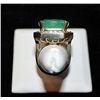Image 4 : 14K GOLD DIAMOND AND EMERALD RING