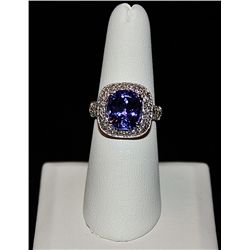 14K GOLD RING WITH TANZANITE AND DIAMOND