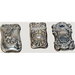 Lot Of 3 Fancy Embossed Silver Victorian Match Safes c1