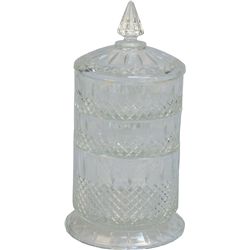 Fancy Glass 3 Stackable Section Candy Jar w/ Lid