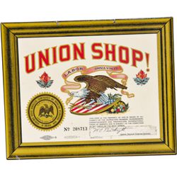  UNION SHOP!  Celluloid Sign No. 208713