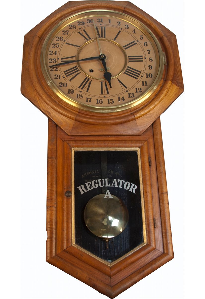 Antique Ansonia RegulatorA Wood Wall Mount Calender Cl
