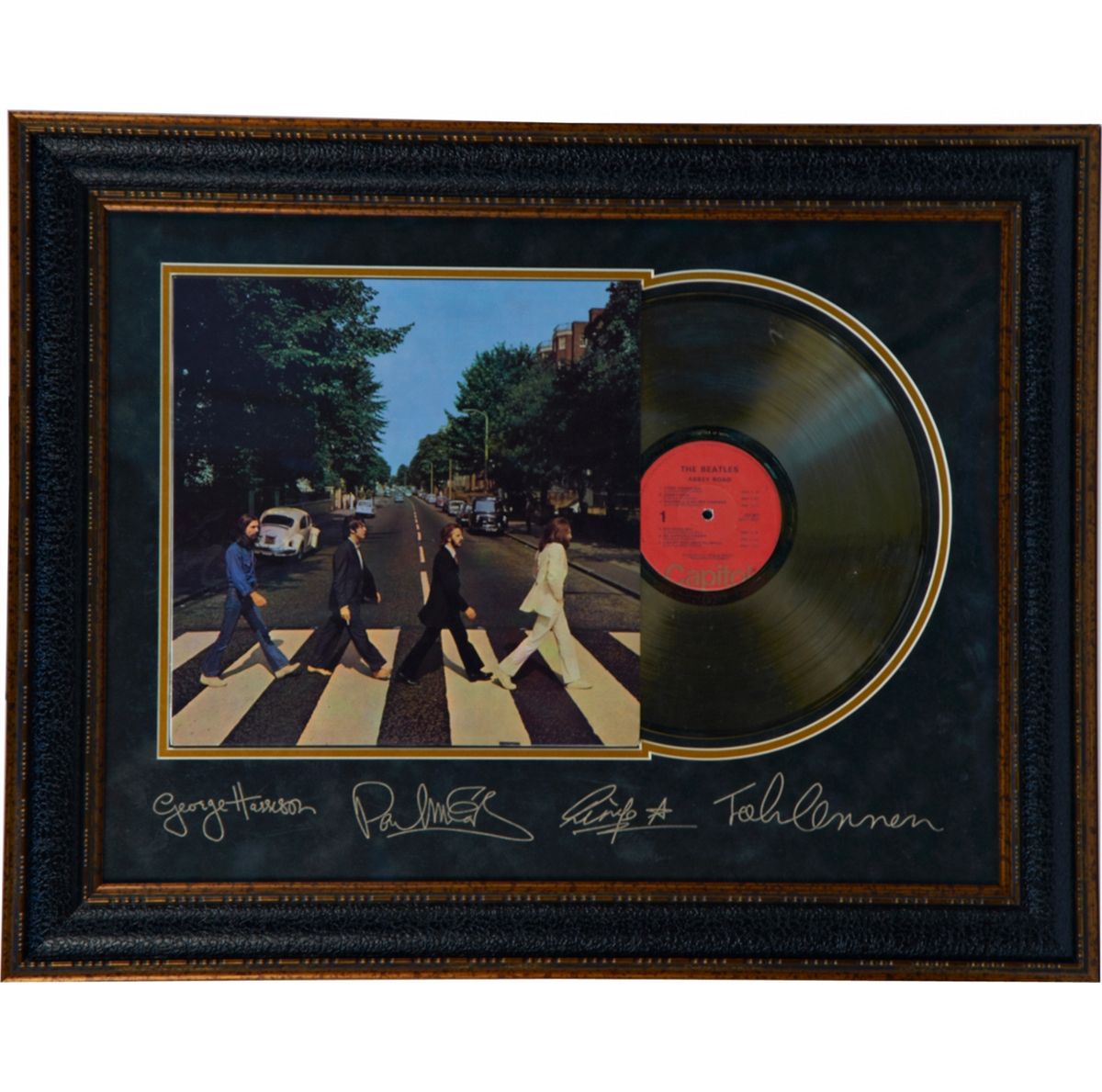 Autographed The Beatles "Abbey Road" Gold Album Record