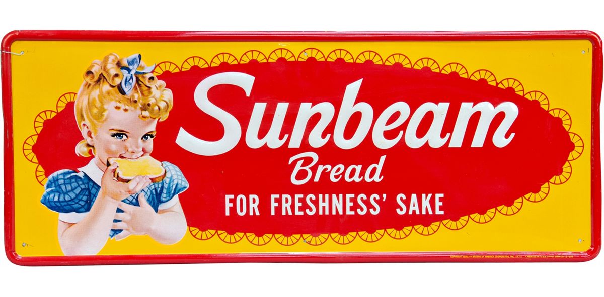 Sunbeam Bread Embossed SelfFramed Tin Advertisement S