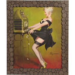 "Jackpot" Gil Elvgren Pinup Playing Slot Machine Art