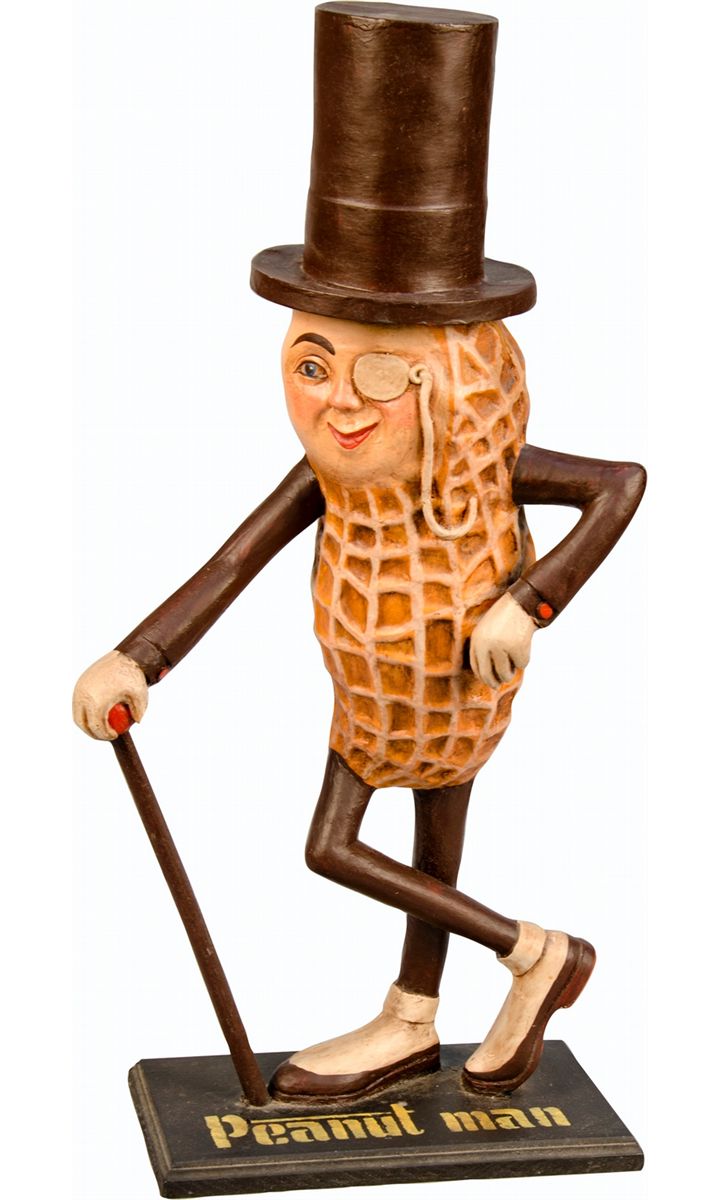 Mr. Peanut Man Figural Countertop Display On Wood "Pean
