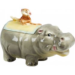 Brush Pottery Laughing Hippo Ceramic Cookie Jar