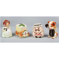 Lot of 4 Ceramic Coin Banks: