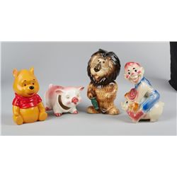 Lot of 4 Figural Ceramic Coin Banks: