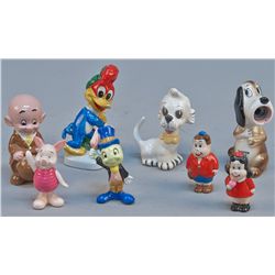 Lot Of 8 - Misc. Painted Ceramic Cartoon Character Sta